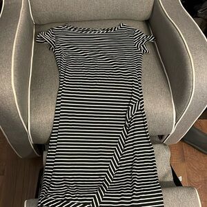 Black and white striped dress